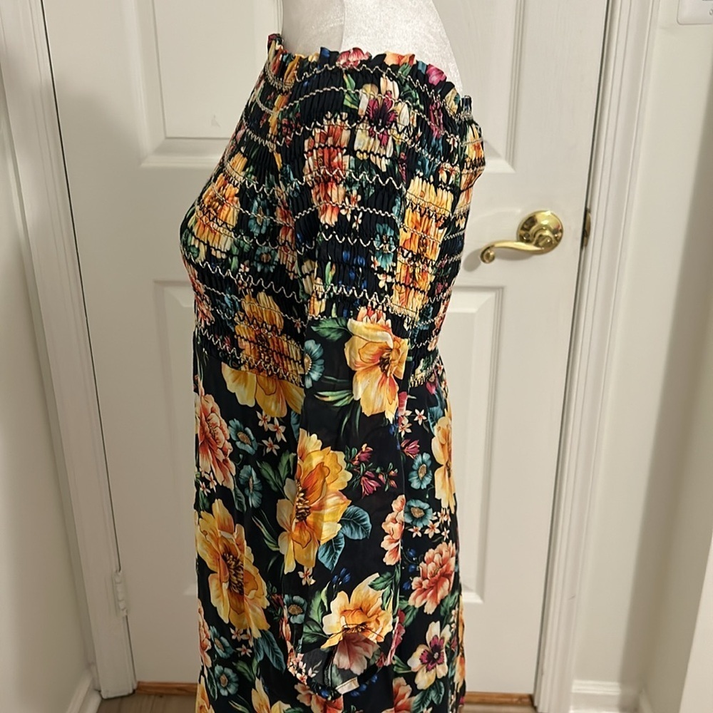 Farm Rio x Anthropologie Sasha Off-Shoulder Flroal Smocked Dress New Size Small - Picture 8 of 13